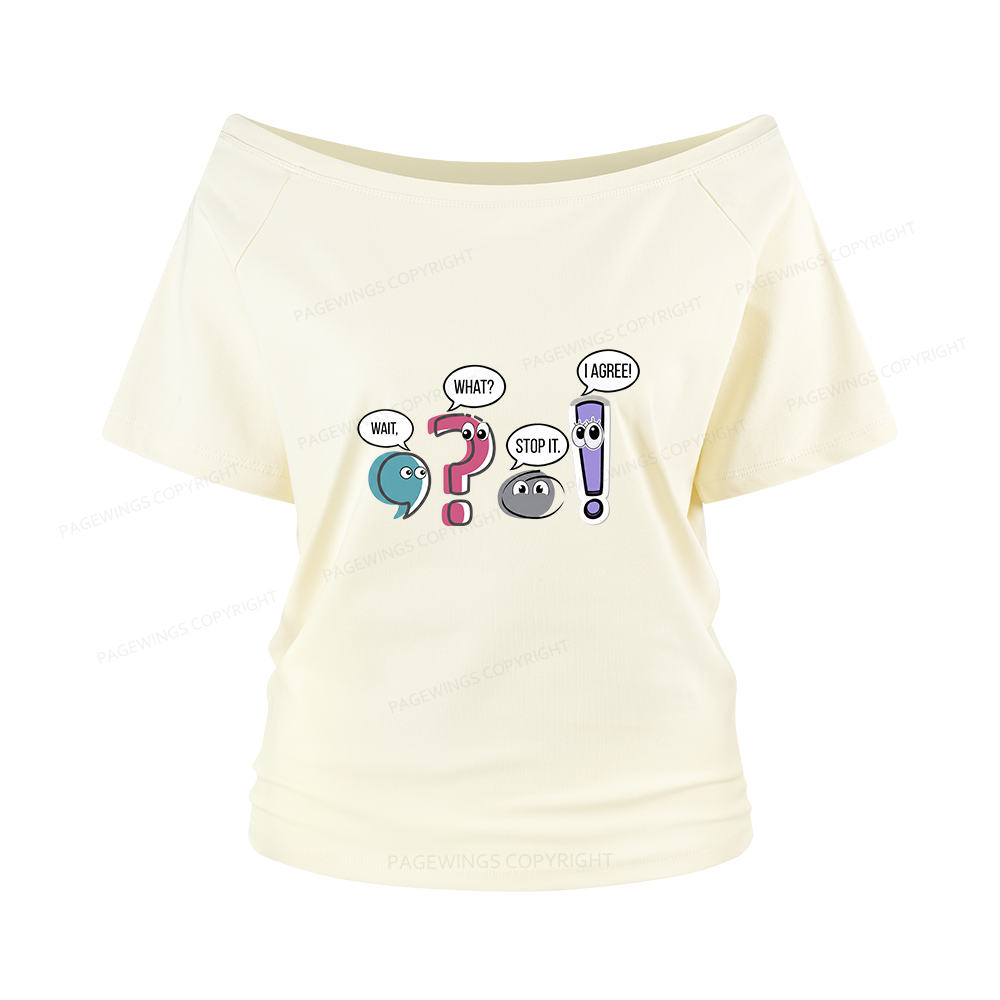 Pagewings Funny Grammar Women Off Shoulder T-shirts