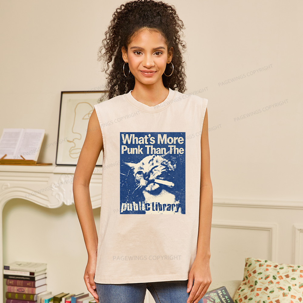 Pagewings More Punk Than The Public Library15772 Bookish Unisex Washed Tank Top