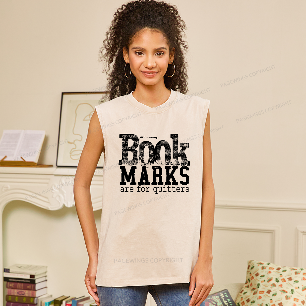 Pagewings Book Marks Are For Quitters Unisex Washed Tank Top