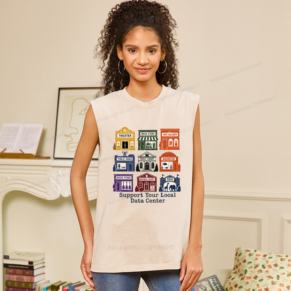 Pagewing Support Your Local Data Center16102 Bookish Unisex Washed Tank Top