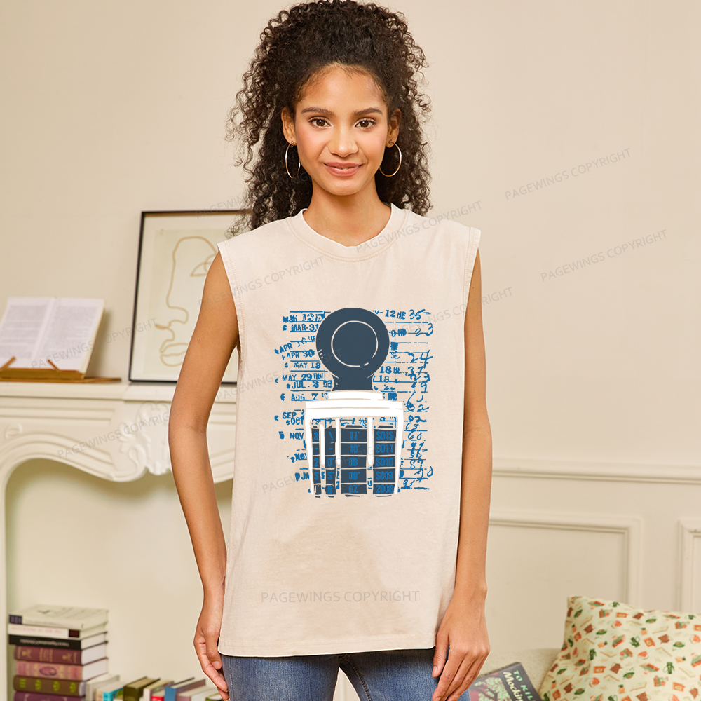 Pagewings Books Library Stamp16436 Bookish Unisex Washed Tank Top