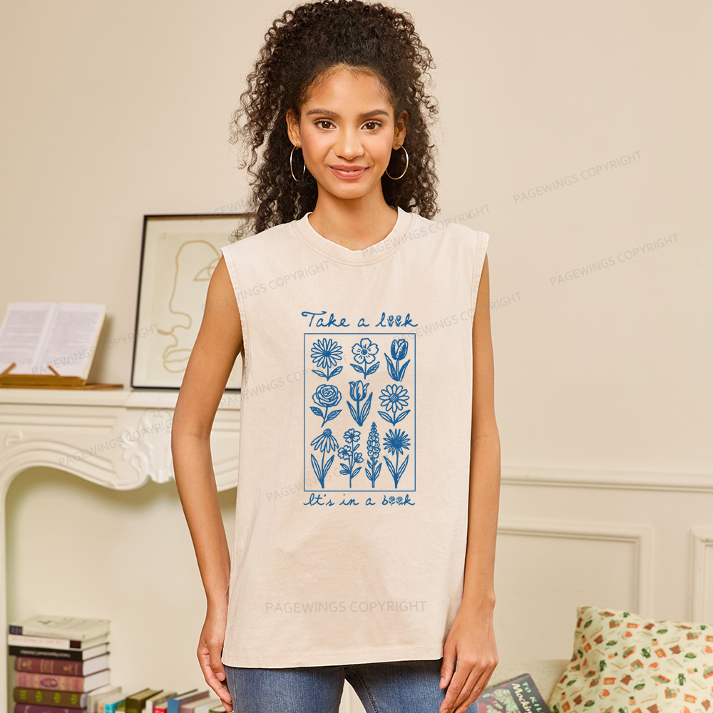 Pagewings Take A Look It’s In A Book Unisex Washed Tank Top