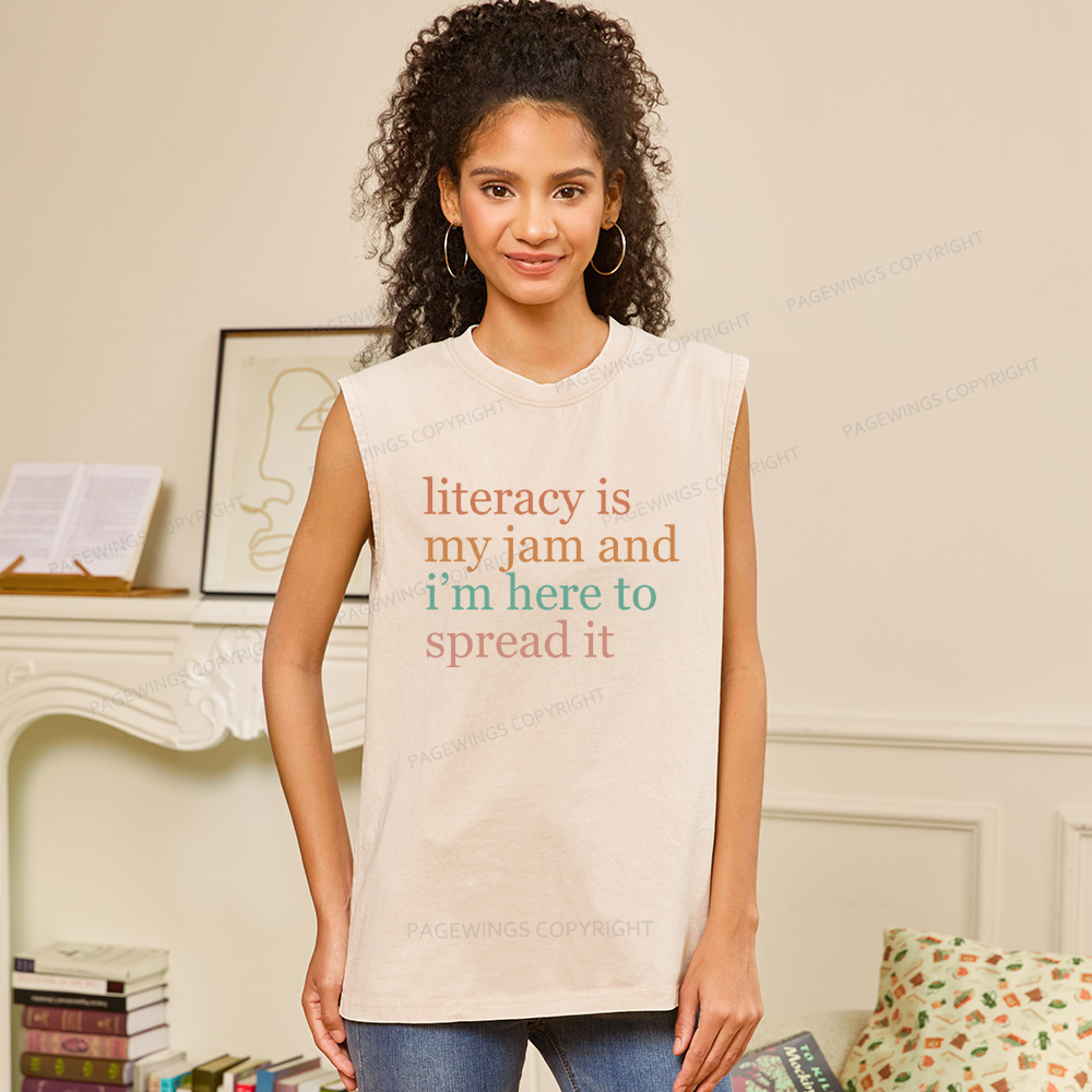 Pagewings Literacy Is My Jam Unisex Washed Tank Top