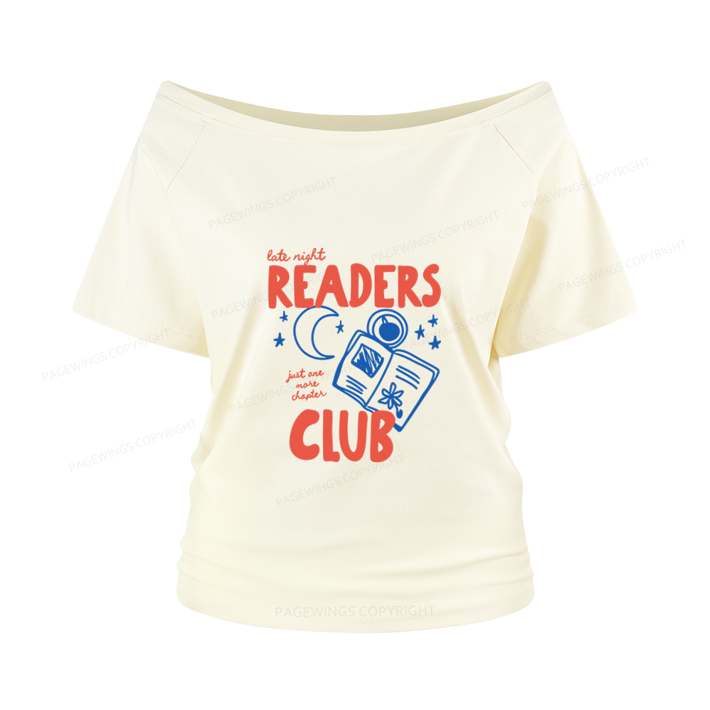 Pagewings Late Night Readers Club Women Off Shoulder T-shirts