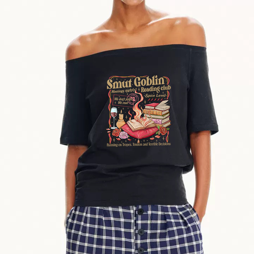 Pagewings Smut Goblin Dark Romance Women Off Shoulder T-shirts