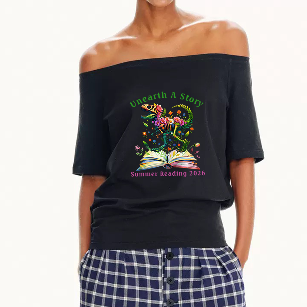 Pagewings Summer Reading 2026 Women Off Shoulder T-shirts