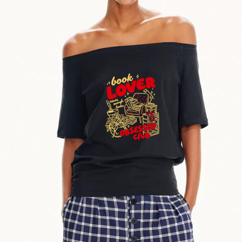 Pagewings Book Lover Obsessed Club Women Off Shoulder T-shirts
