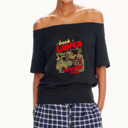 Pagewings Book Lover Obsessed Club Women Off Shoulder T-shirts