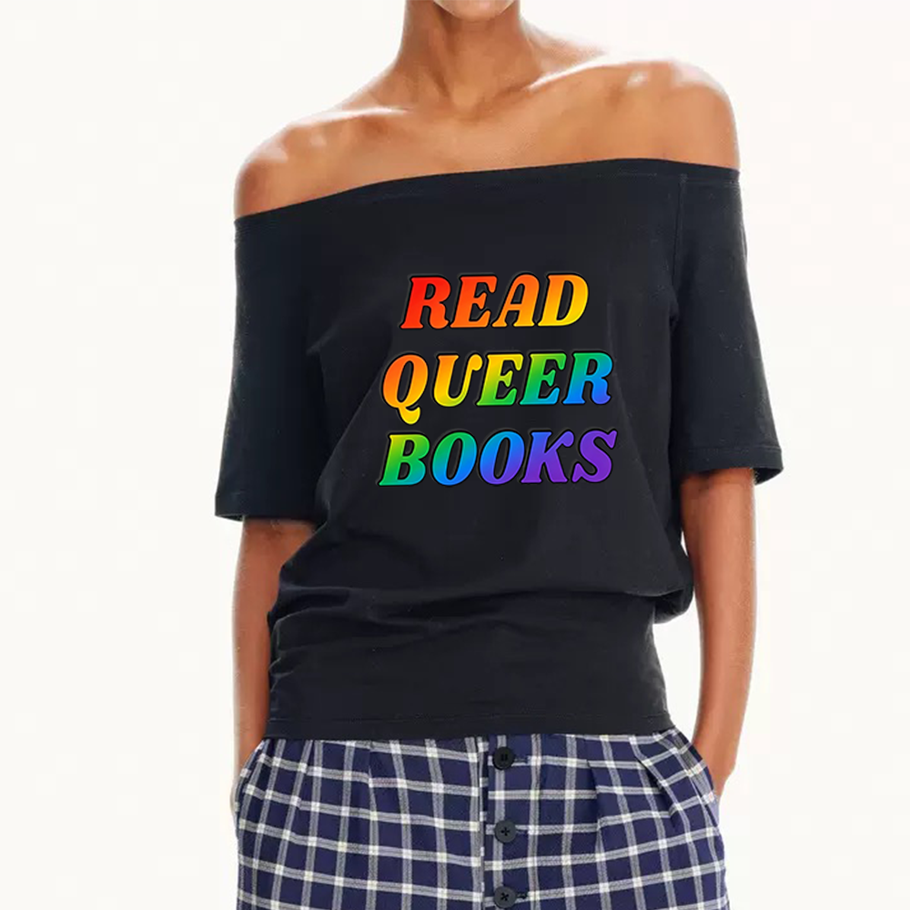 Pagewings Queer Books Women Off Shoulder T-shirts