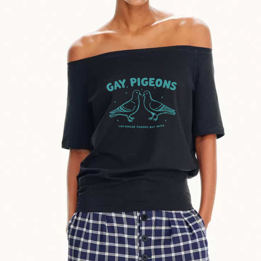 Pagewings Gay Pigeons Women Off Shoulder T-shirts