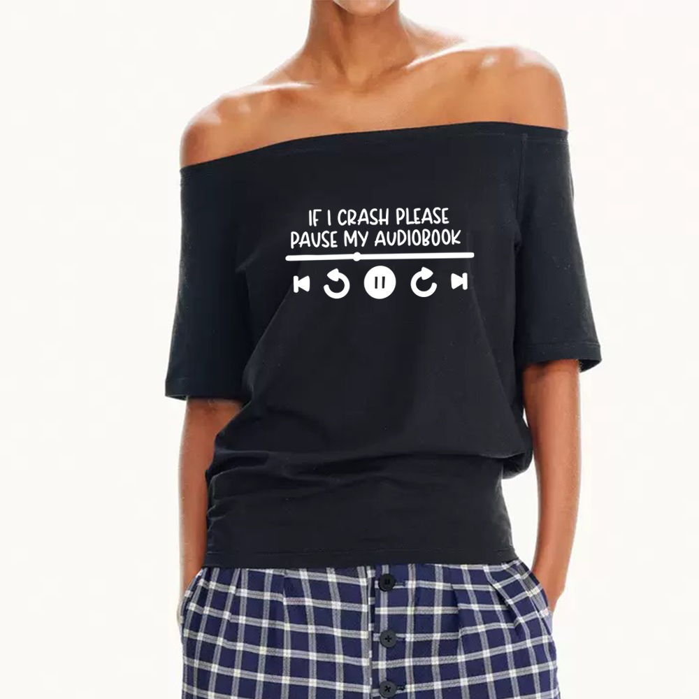 Pagewings Audiobook Women Off Shoulder T-shirts