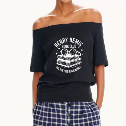 Pagewings Henry Bemis Book Club Women Off Shoulder T-shirts