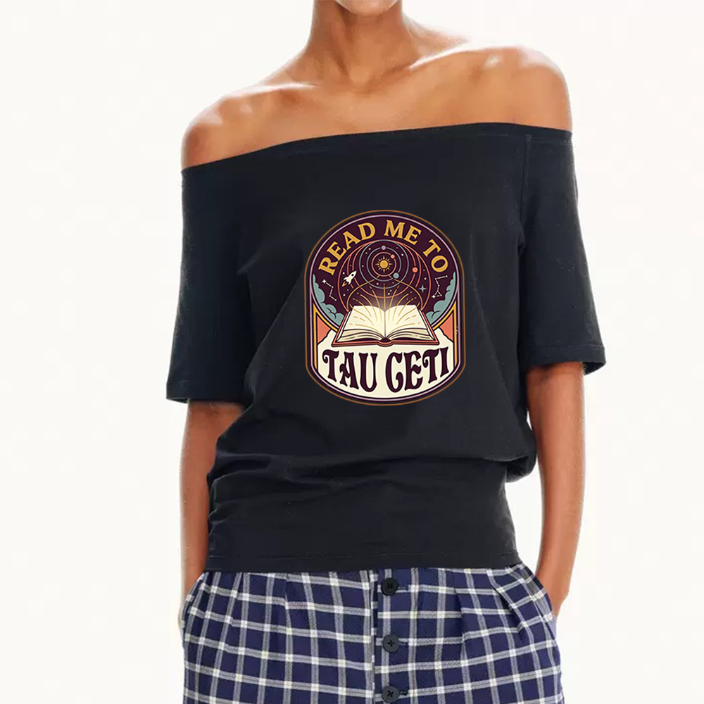 Pagewings Sci-Fi Novel Lover Women Off Shoulder T-shirts