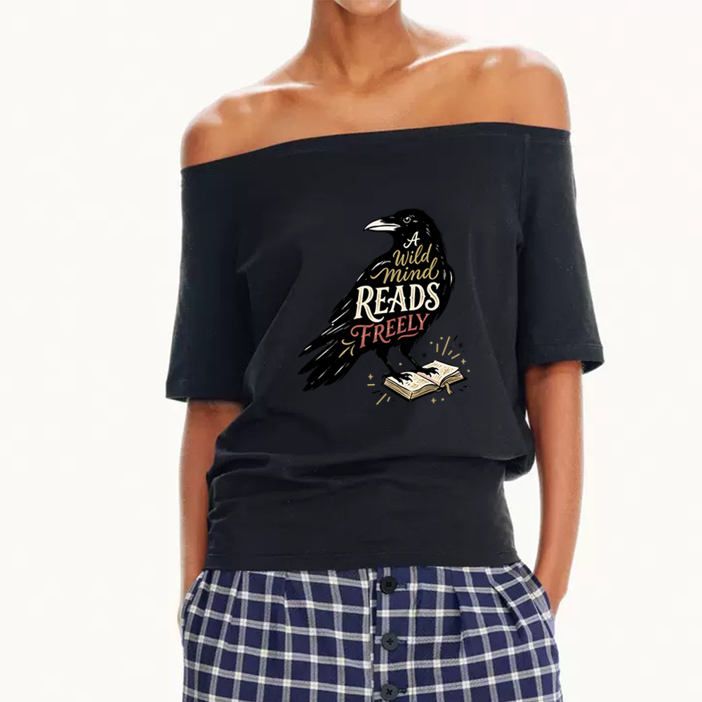 Pagewings A Wild Mind Reads Freely Women Off Shoulder T-shirts