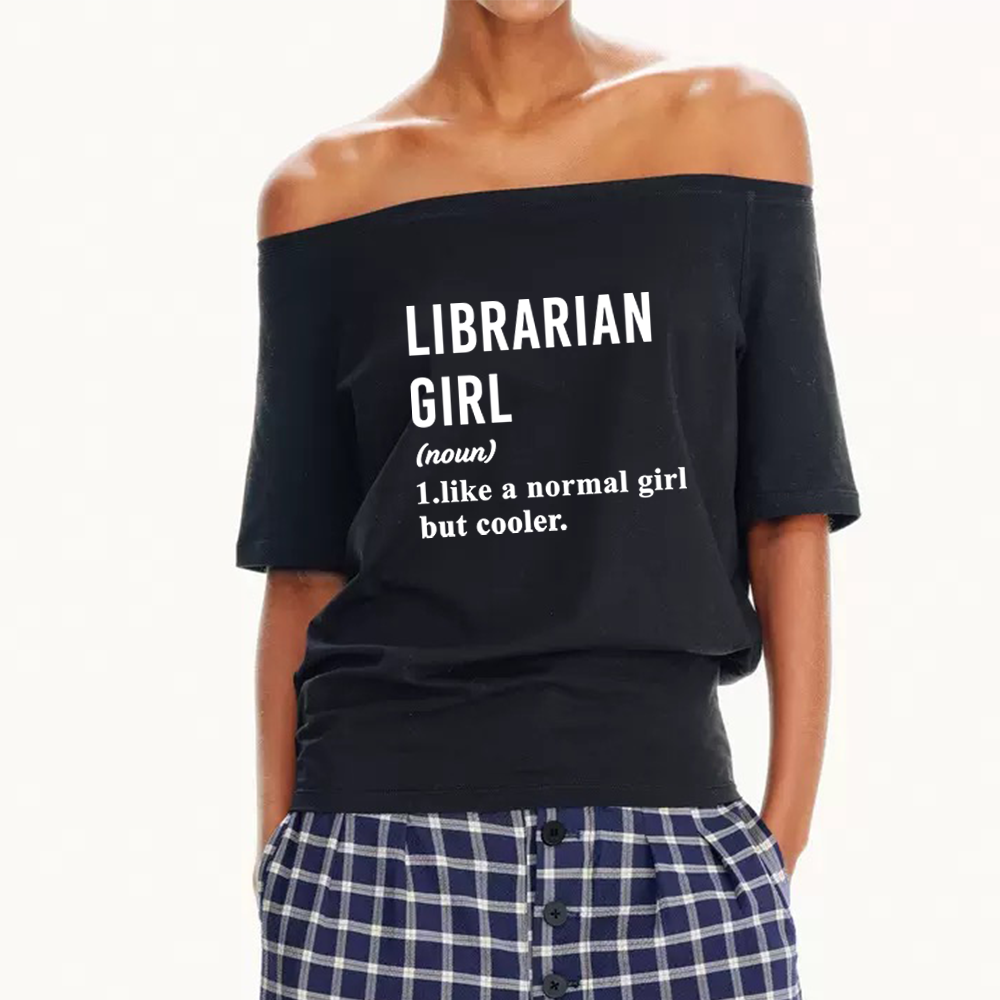 Pagewings Librarian Girl Women Off Shoulder T-shirts