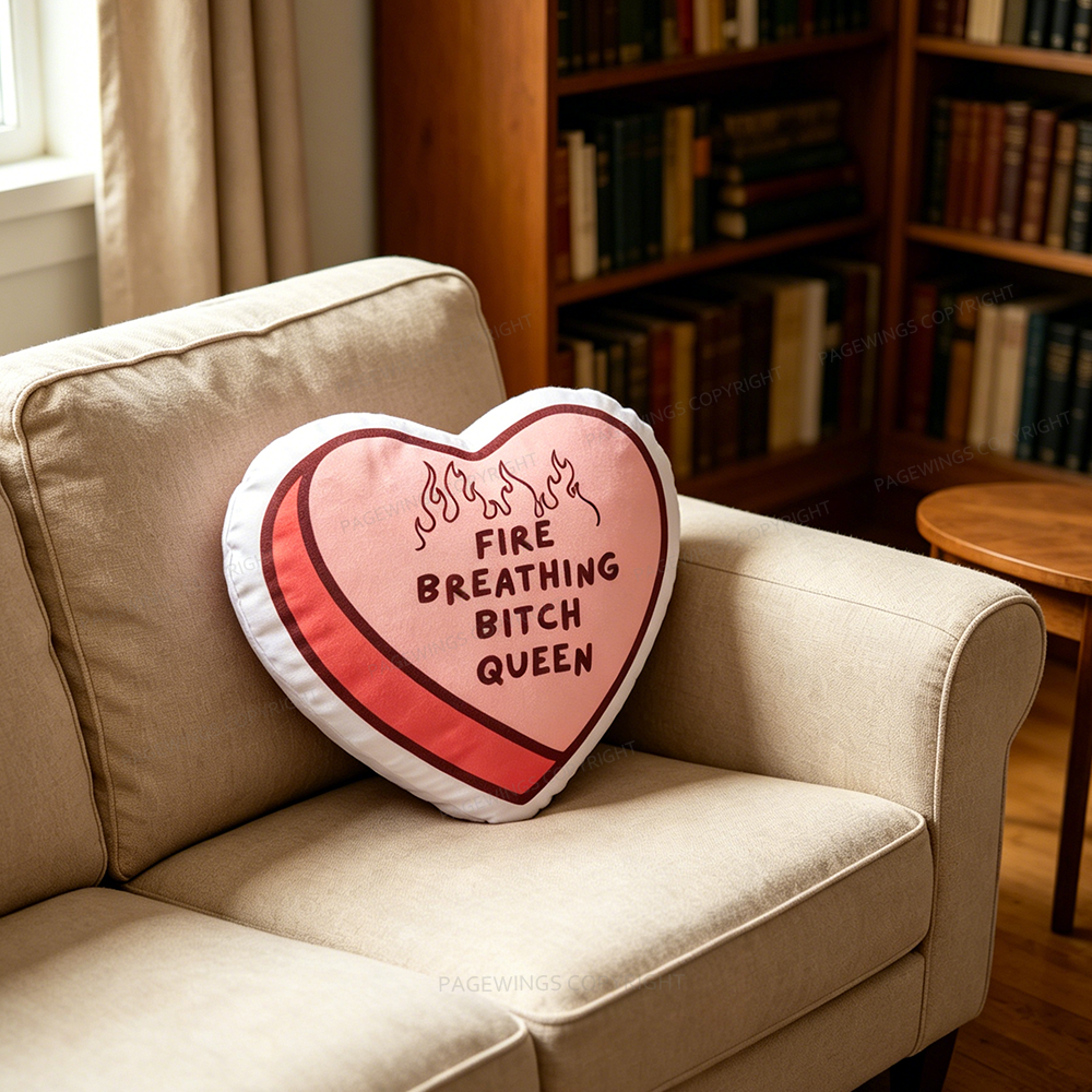 Pagewings Fire Breathing Bitch Queen Shaped Throw Pillow
