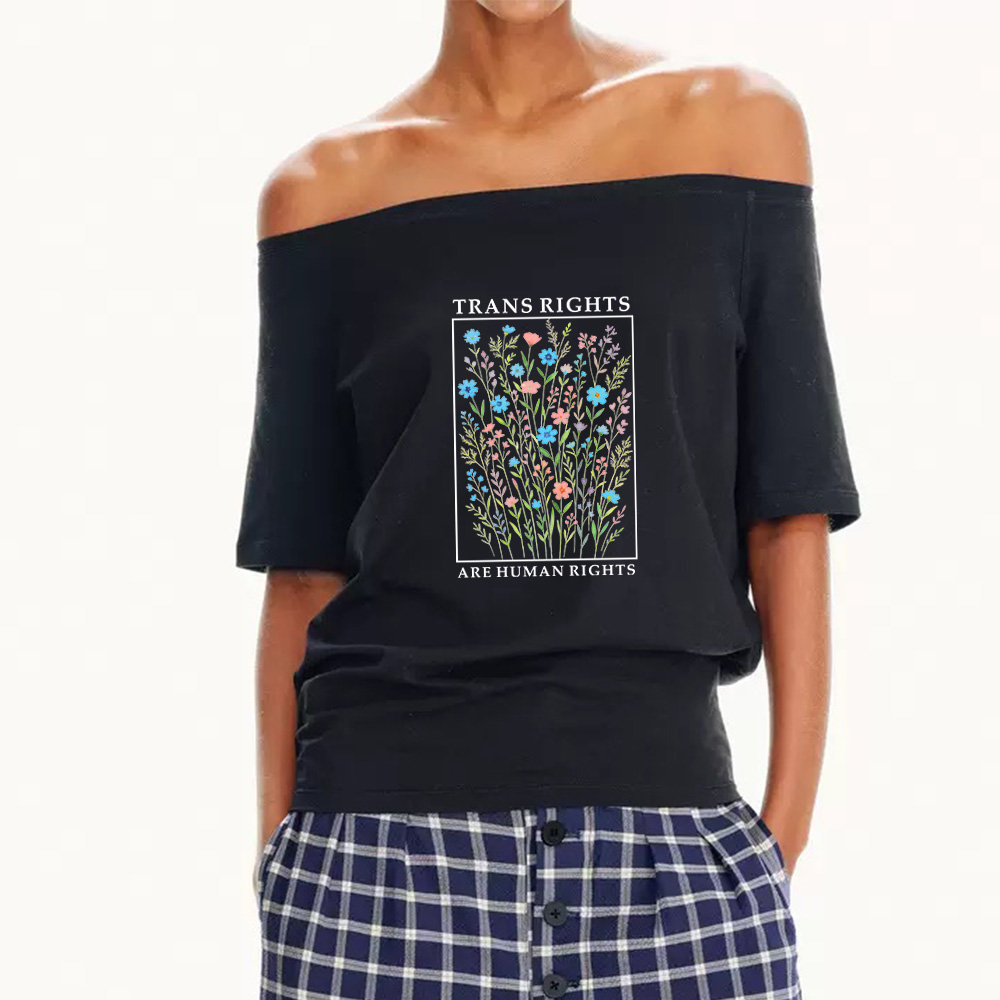 Pagewings Trans Rights Are Human Rights Women Off Shoulder T-shirts
