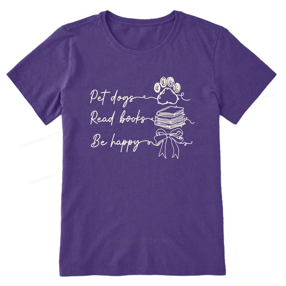 Pagewings Pet Dogs Read Books Be Happy Unisex Classic T-shirt