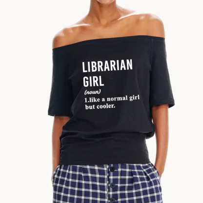 Pagewings Librarian Girl Women Off Shoulder T-shirts