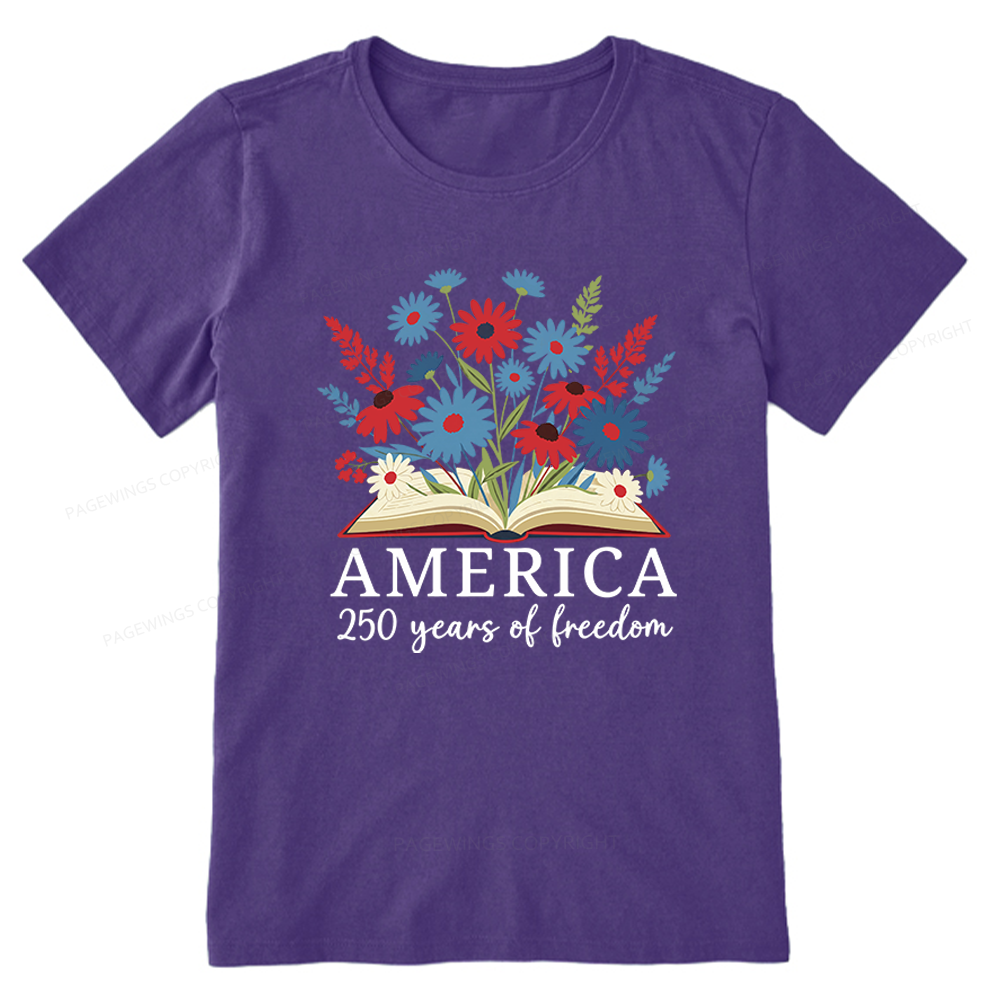 Pagewings Floral Patriotic America 250 Unisex Classic T-shirt