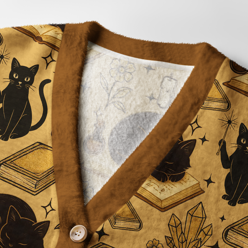 Pagewings Cats And Reading Light Knit Unisex Cardigan Sweaters