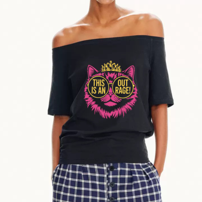 Pagewings This is an Outrage Women Off Shoulder T-shirts