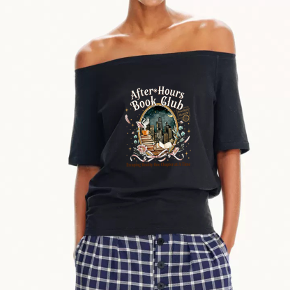 Pagewings After‑Hours Book Club Women Off Shoulder T-shirts