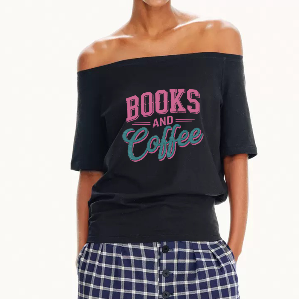 Pagewings Books And Coffee Women Off Shoulder T-shirts