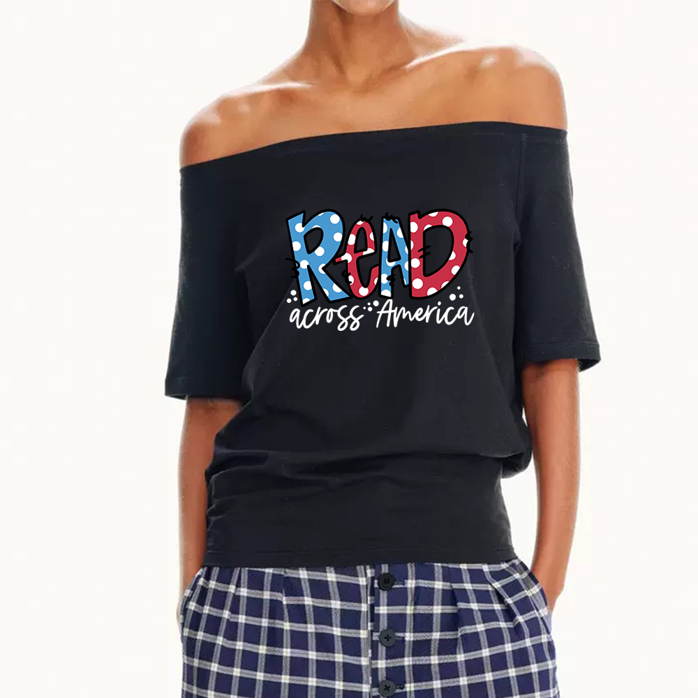 Pagewings Read Across America Women Off Shoulder T-shirts