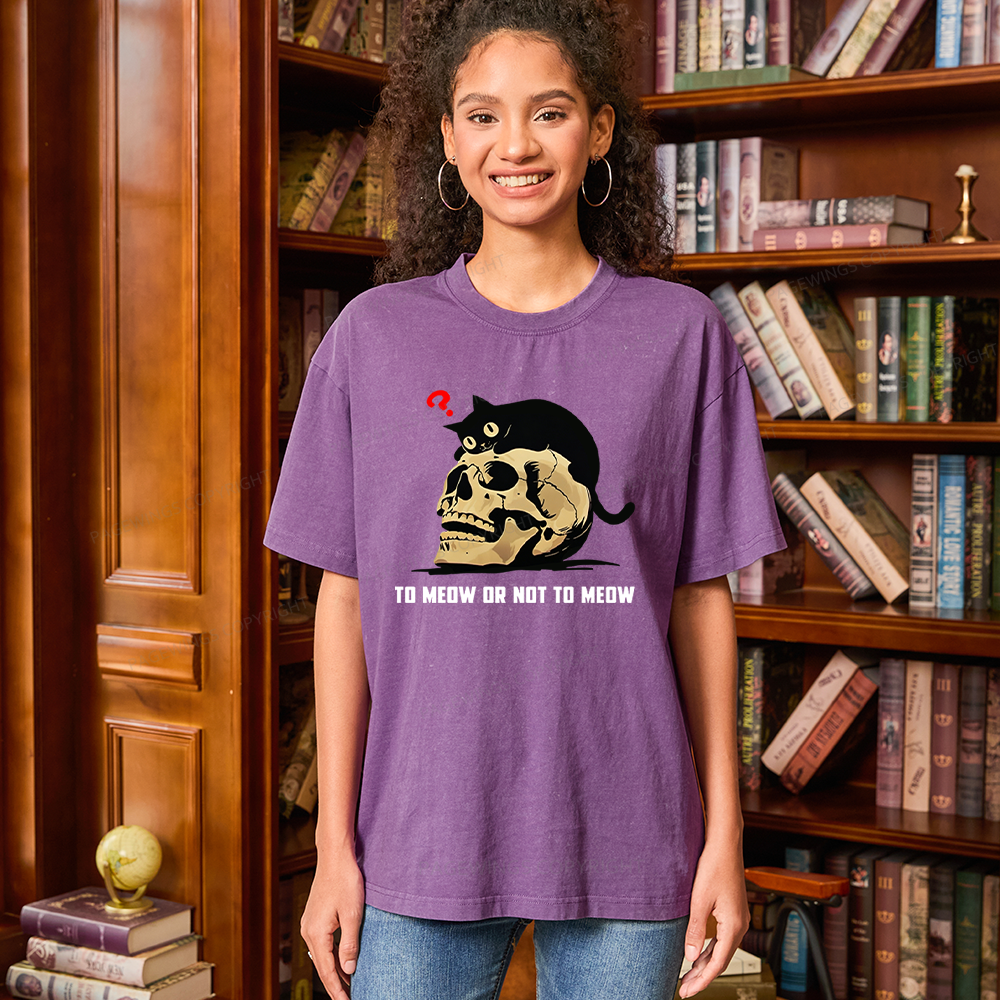 Pagewings To Meow Or Not To Meow Unisex Washed T-shirt