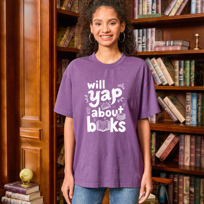 Pagewings Will Yap About Books Unisex Washed T-shirt