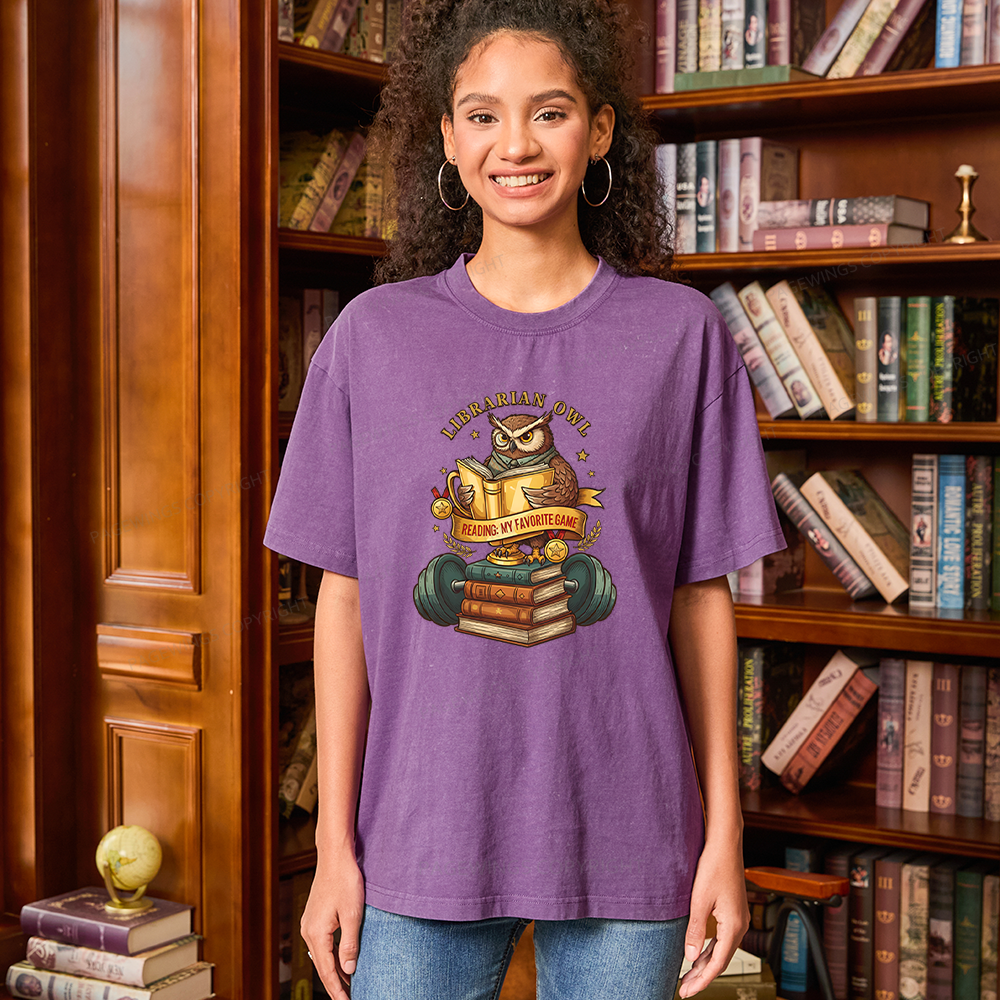 Pagewings Librarian Owl Unisex Washed T-shirt