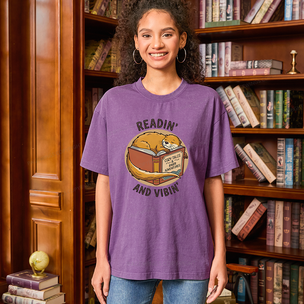 Pagewings Readin' And Vibin' Unisex Washed T-shirt