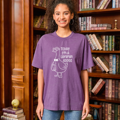 Pagewings Today I’m a Librarian Goose Unisex Washed T-shirt