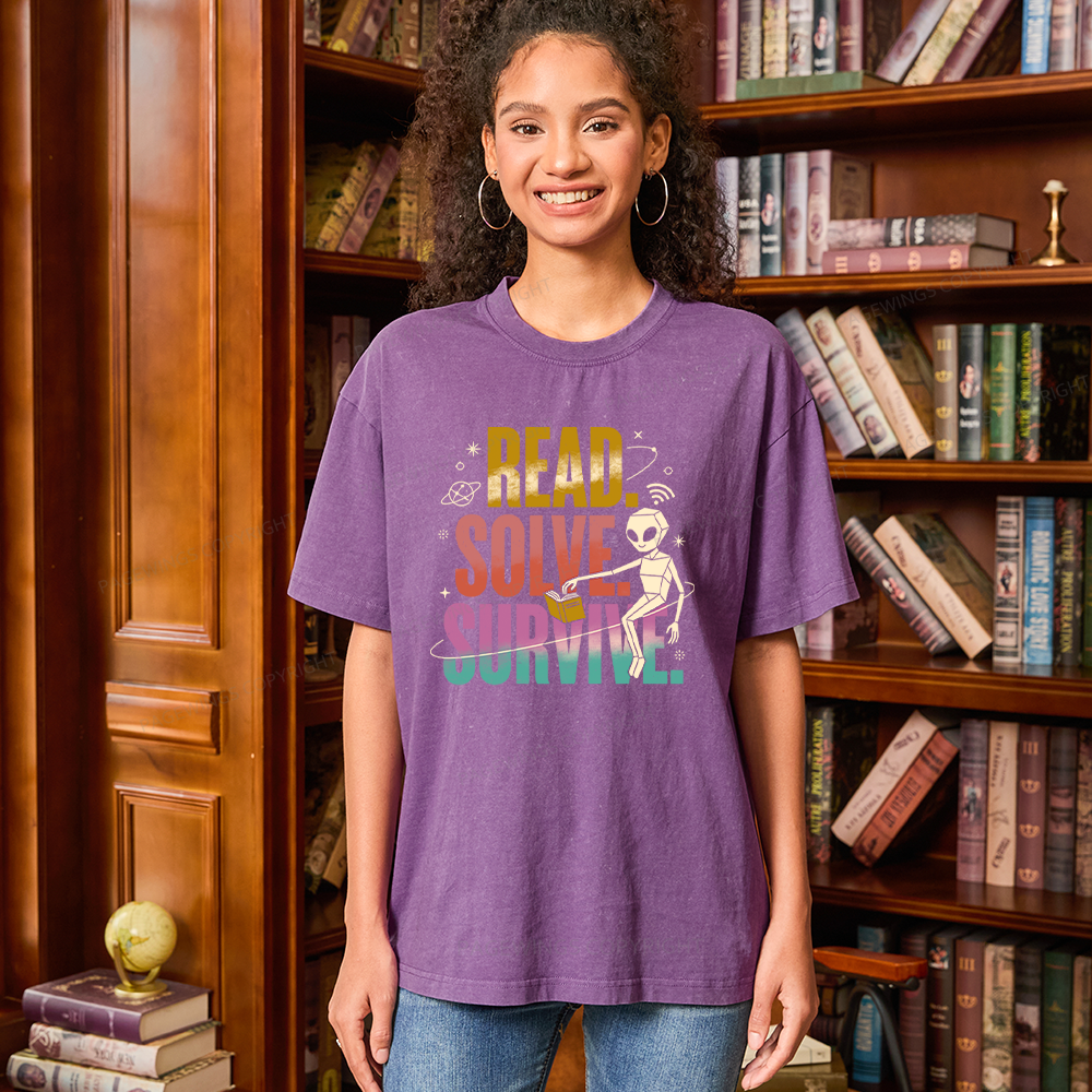 Pagewings Read Solve Survive Unisex Washed T-shirt