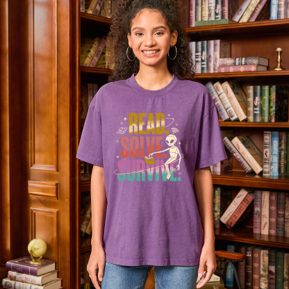 Pagewings Read Solve Survive Unisex Washed T-shirt