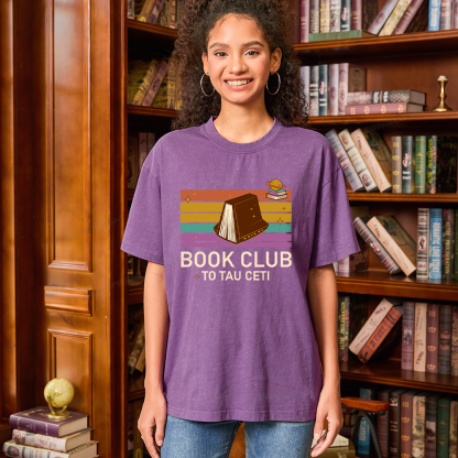 Pagewings Book Club To Tau Ceti Unisex Washed T-shirt