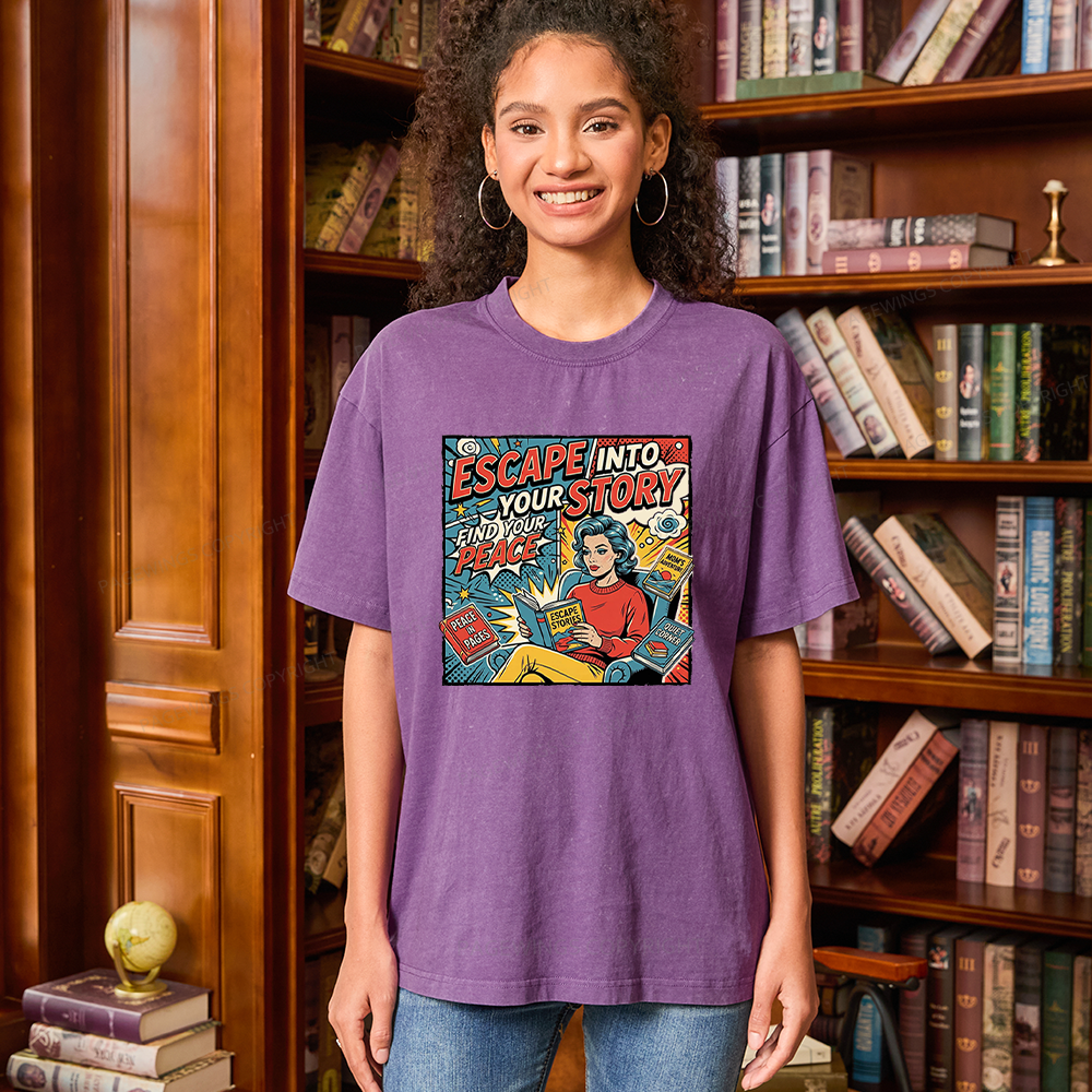Pagewings Escape Into Your Story Unisex Washed T-shirt