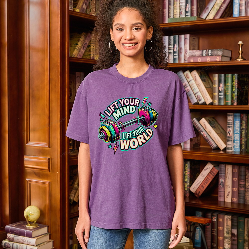 Pagewings Lift Your Mind Lift Your World Unisex Washed T-shirt