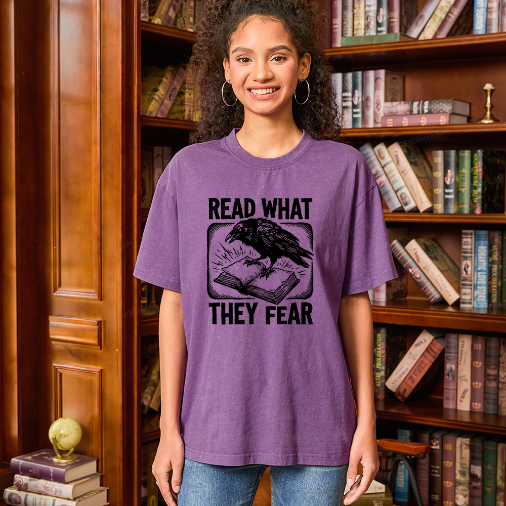 Pagewings Read What They Fear Unisex Washed T-shirt