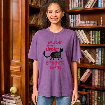 Pagewings Welcome To The Library Unisex Washed T-shirt