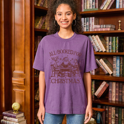 Pagewings Retro All Booked For Christmas Unisex Washed T-shirt