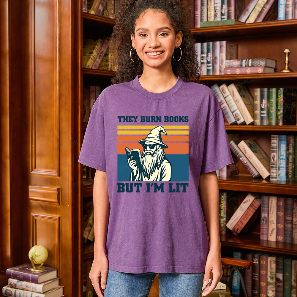 Pagewings They Burn Books Unisex Washed T-shirt