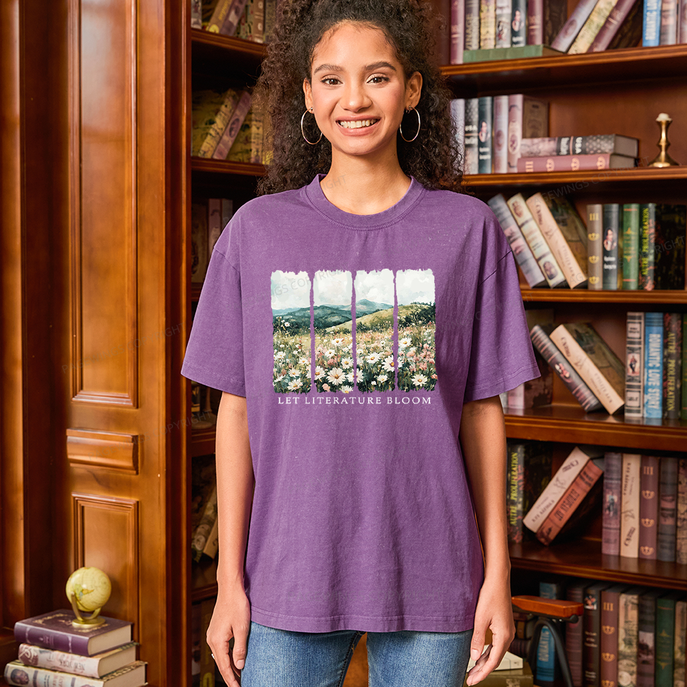 Pagewings Let Literature Bloom Unisex Washed T-shirt
