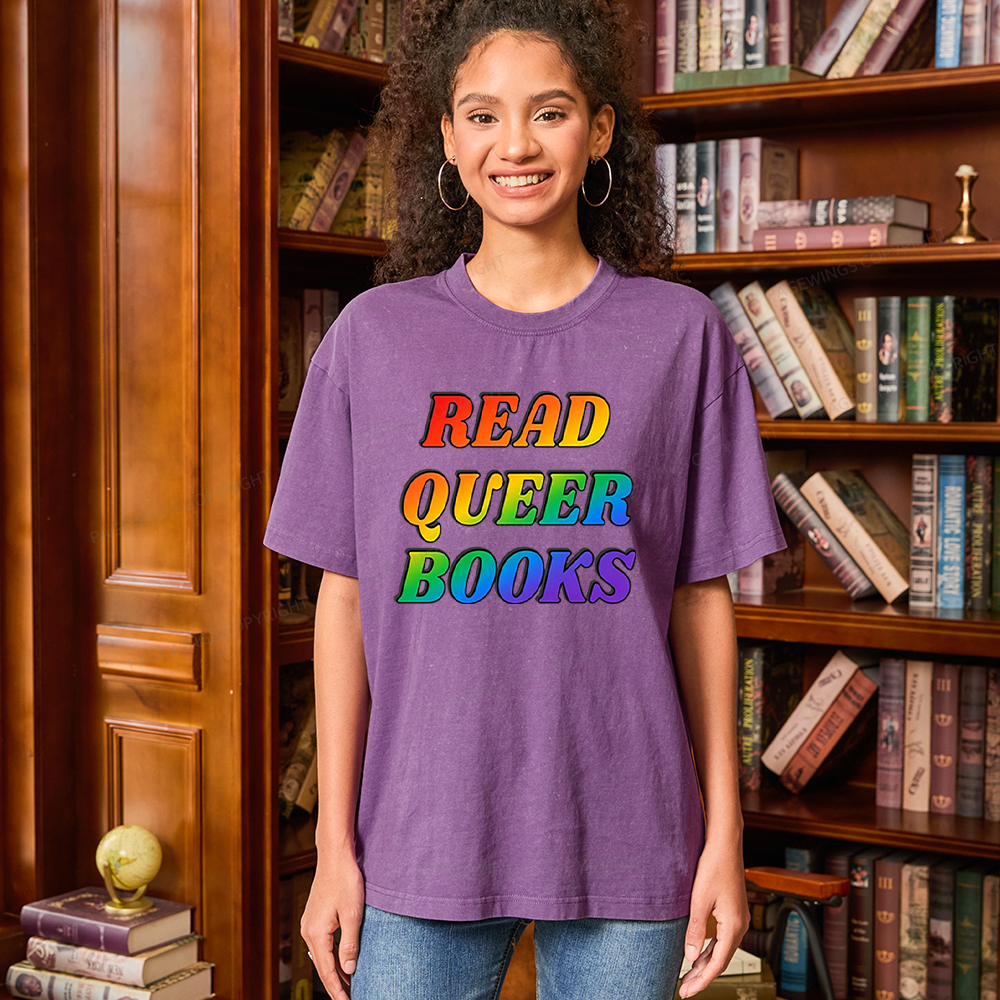 Pagewings Queer Books Unisex Washed T-shirt