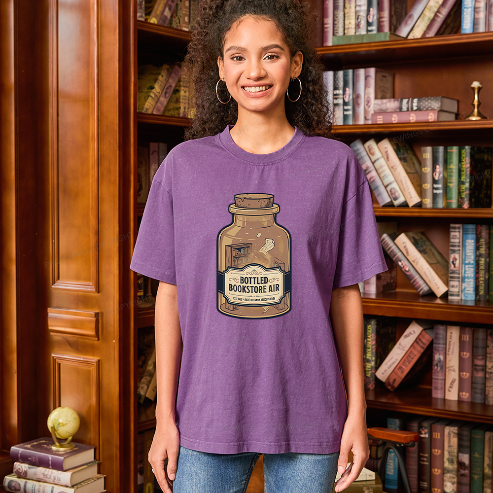Pagewings Bottled Bookstore Air Unisex Washed T-shirt