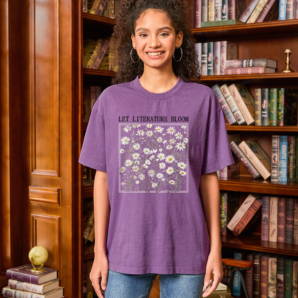 Pagewings Let Literature Bloom Unisex Washed T-shirt