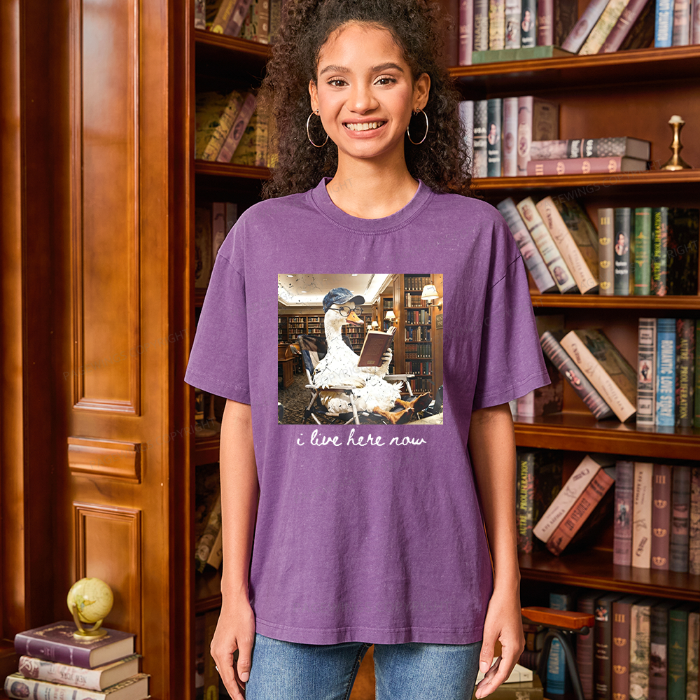 Pagewings I Live Here Now Unisex Washed T-shirt
