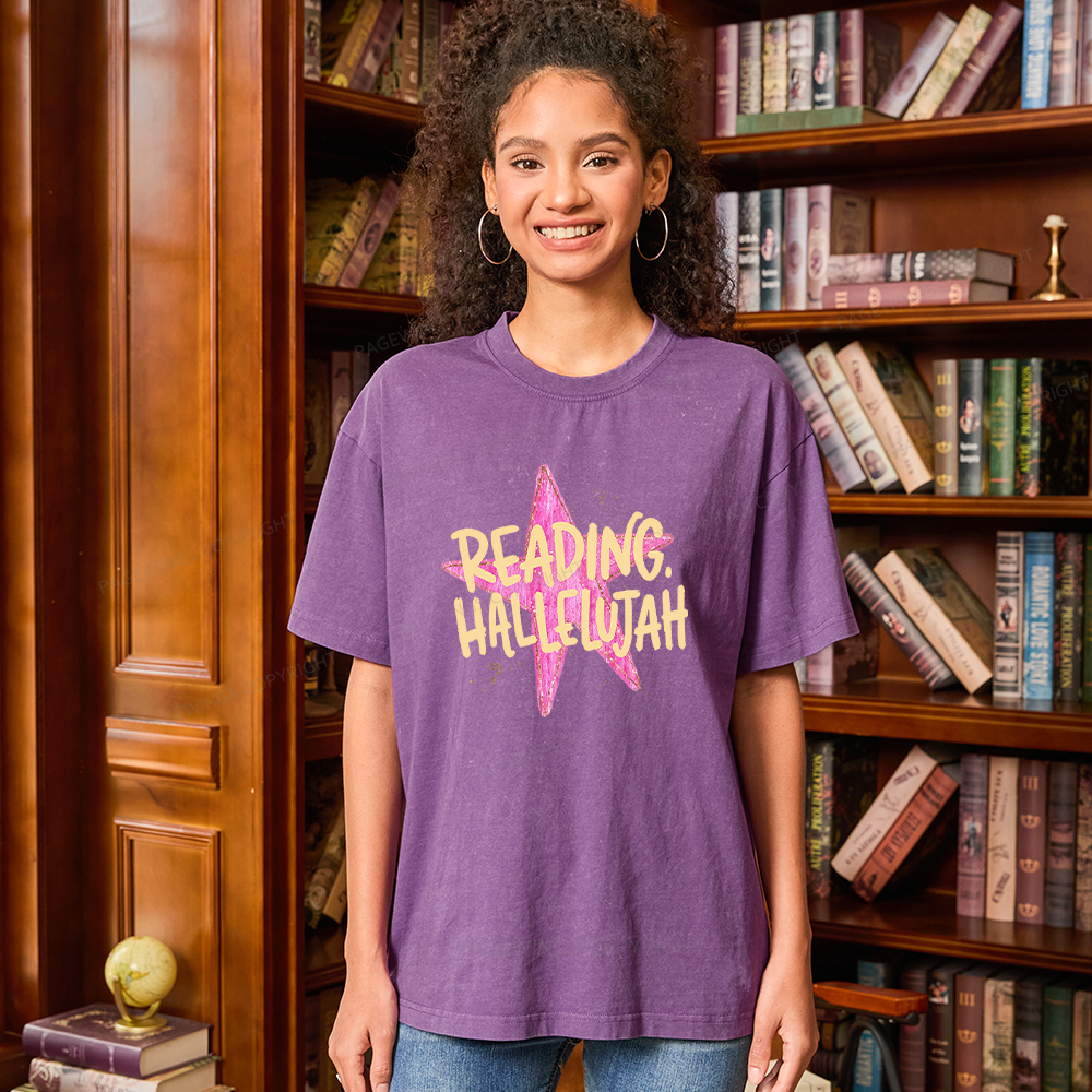 Pagewings Reading Hallelujah Unisex Washed T-shirt