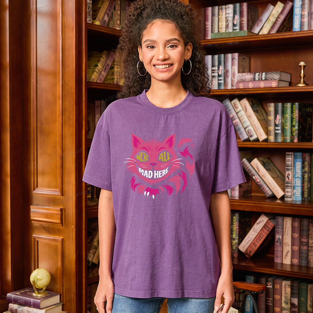 Pagewings We're All Mad Here Unisex Washed T-shirt